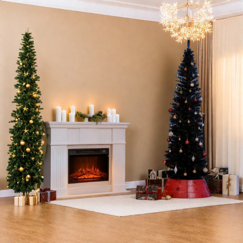 Arbres de Noël minces et modernes, plastique noir pour un rangement élégant