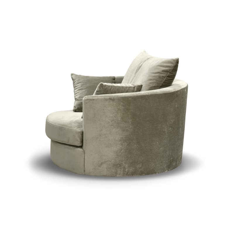 Curwood Upholstered Swivel Barrel Chair, Beige