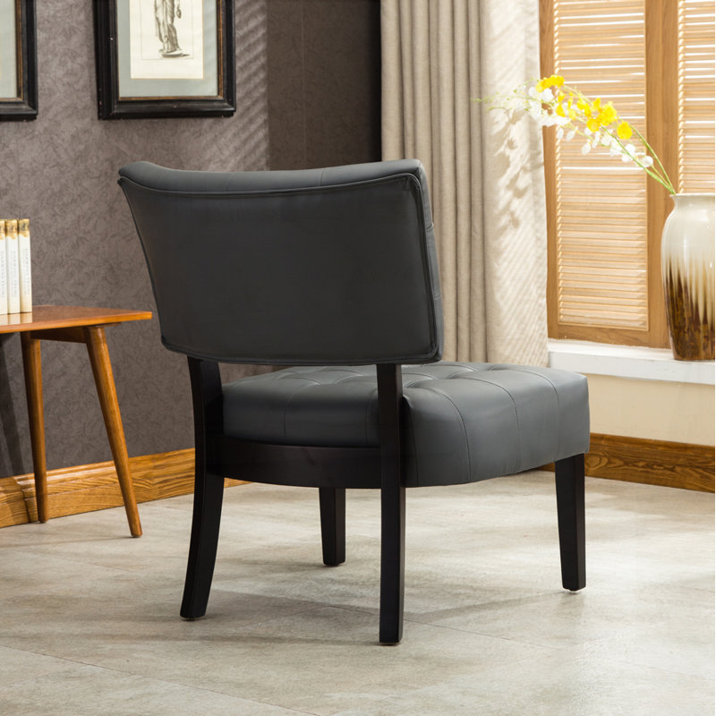 Fauteuil d'appoint capitonné avec sièges surdimensionnés, fauteuil confortable, fauteuil rembourré, Faux cuir gris