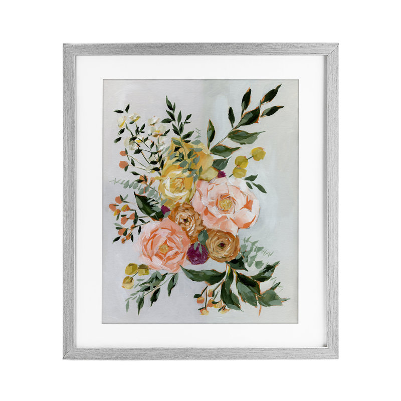 «Brushed Bundle of Flowers», reproduction encadrée sous verre, conception par Annie Quigley, H 21 po x l 17 po