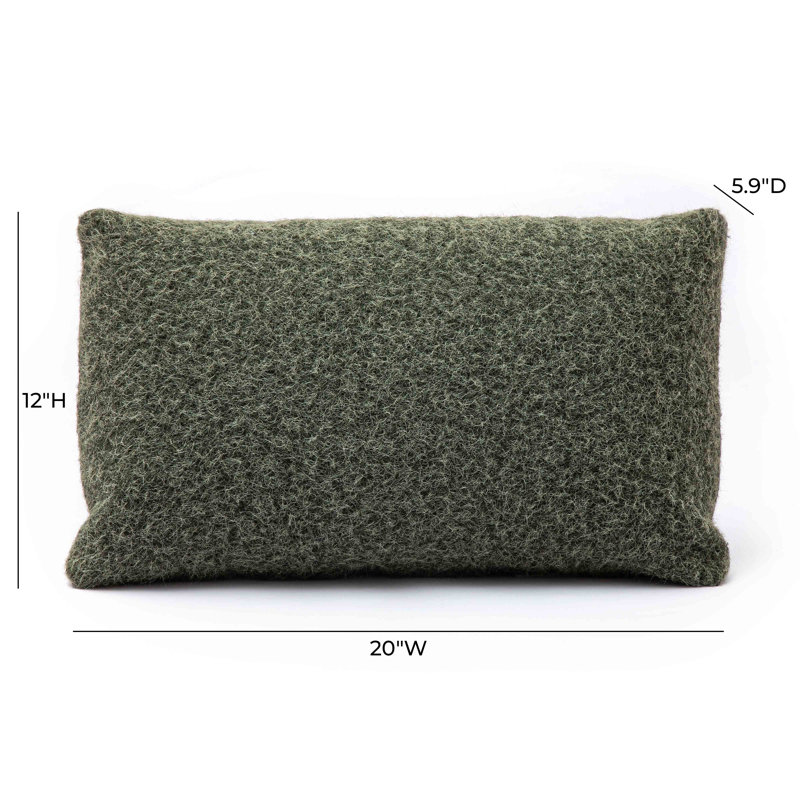 Malolo Green Long Mohair Rectangular Vegan-Down Pillow