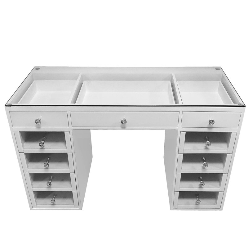 Ensemble coiffeuse Hollywood avec miroir, Blanc, H 27 po x l 31,5 po