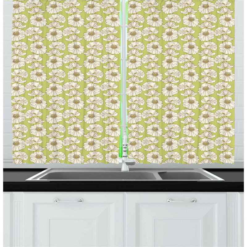 Floral Tailored Kitchen Curtain