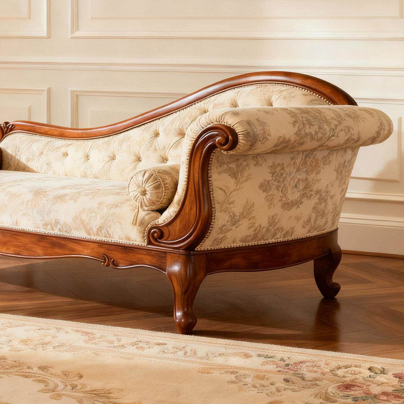 Chaise impériale en bois massif beige clair de style européen 70,87 po