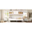 Lit simple blanc avec matelas de charge, tiroir et rangement - Station de teinte en bois de pin, sensation rustique-380996598