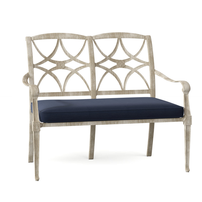 Wiltshire Outdoor Bench, Weathered White, Canvas Spa Sunbrella® Canvas