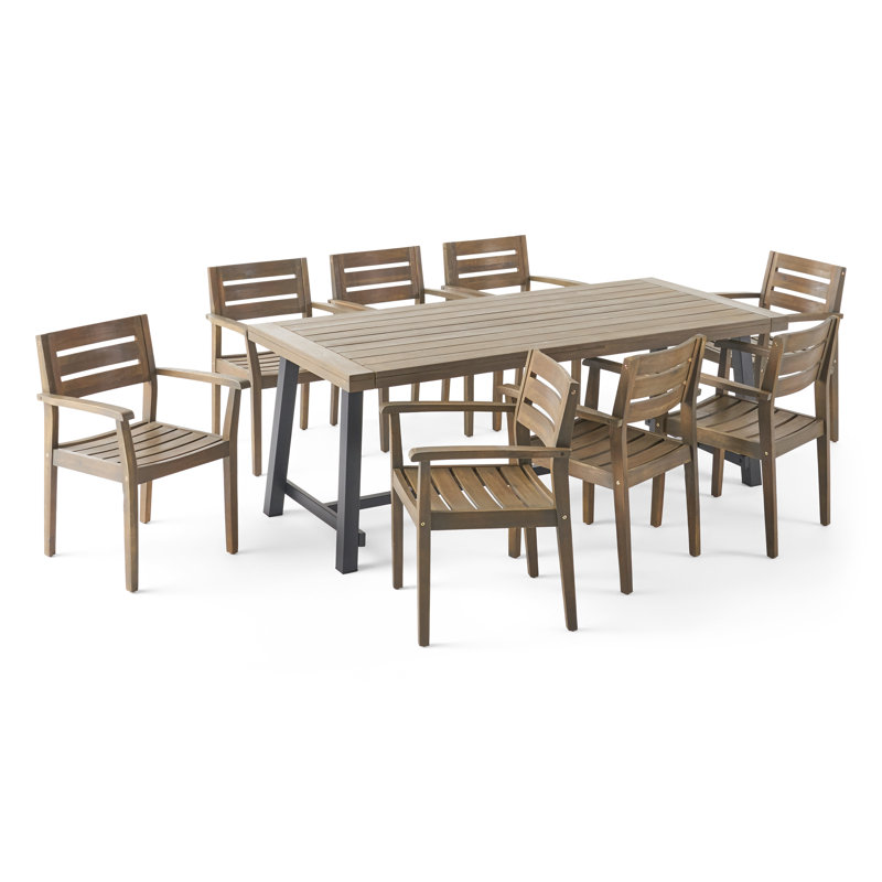 Ensemble de salle à manger rectangulaire pour 8 personnes 79 po Mahoney, Gris