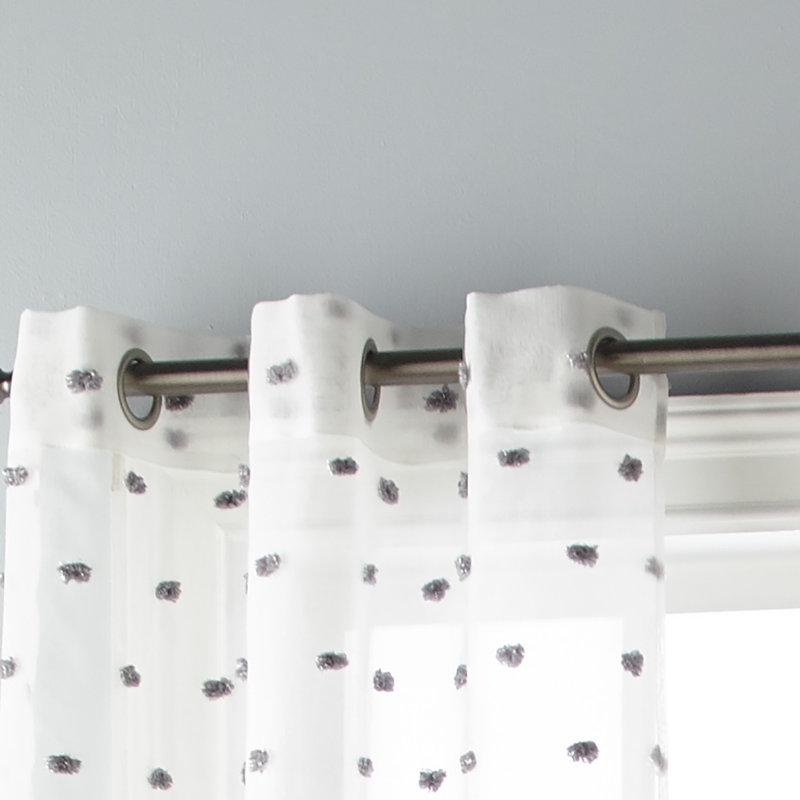 Katya Polka Dots Semi-Sheer Grommet Curtain Panels, Gray