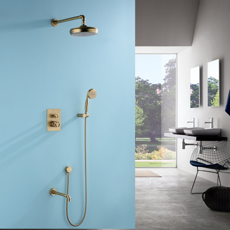 All-In-One Kit with Rough in-Valve, Brushed Gold