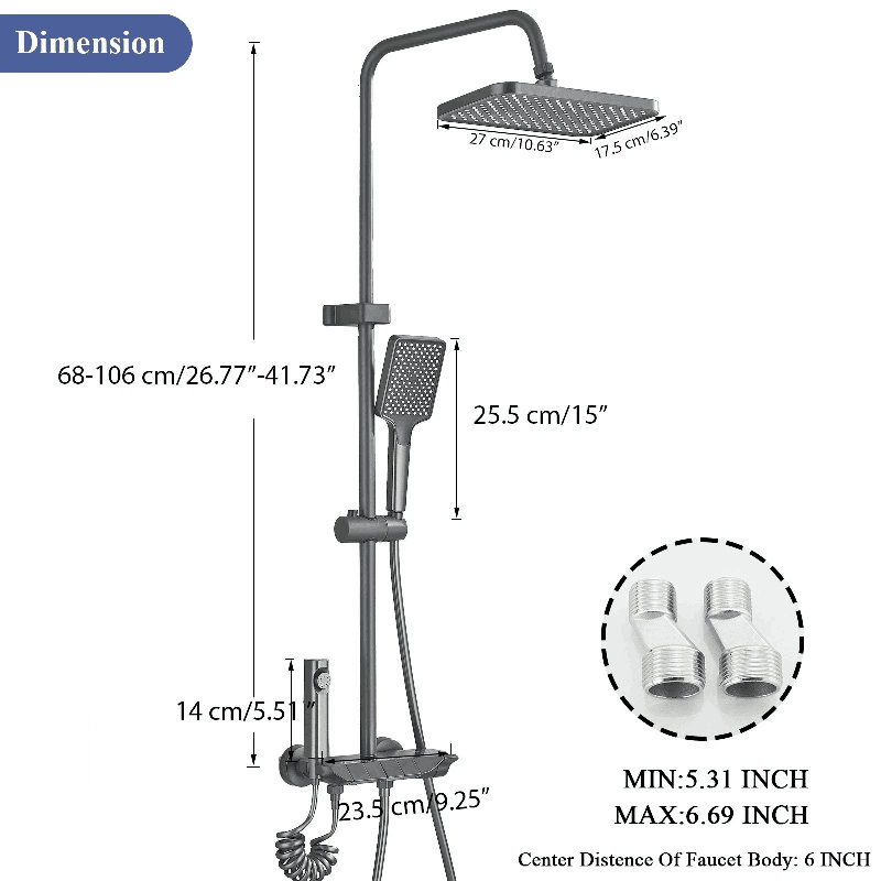 Robinet de douche à pression équilibrée (température et volume) avec valve brute