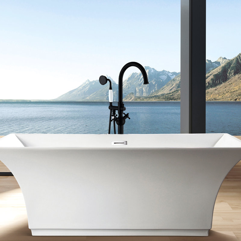 Robinet de baignoire à main avec douche à main incluse - Noir mat, métal, douche autoportante noire Elegance