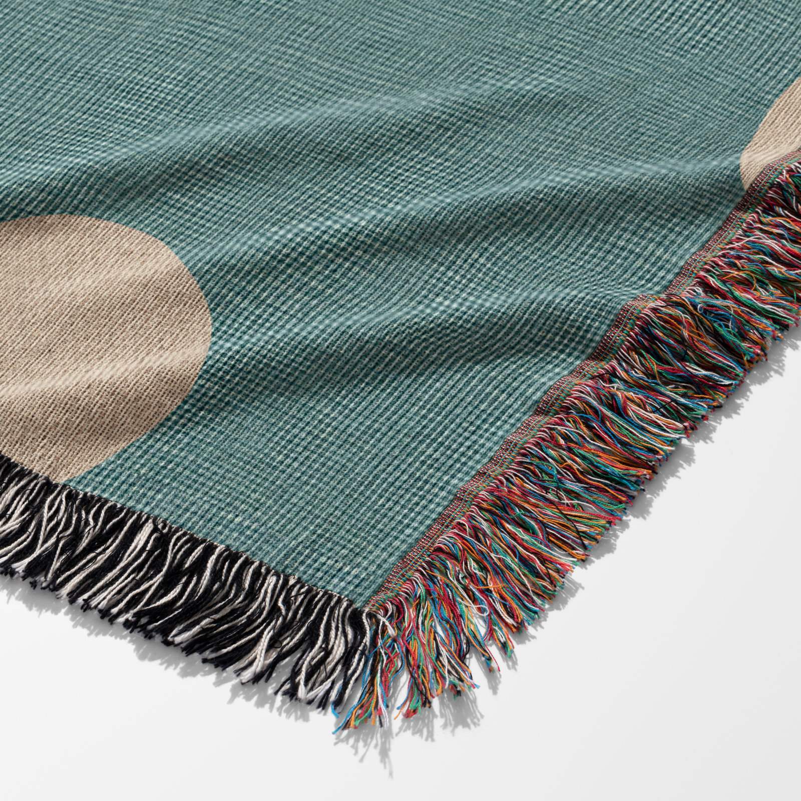 Leonore Cotton Hand Woven Throw Blanket, 50" x 60" - Throw, Blue/Beige