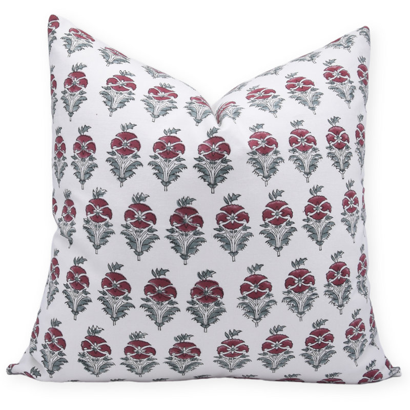Floral Cotton Outdoor Pillow Cover, Square, 24" x 24"