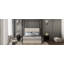 Lit à baldaquin en métal de luxe moderne avec tête de lit tapissier en velours côtelé-42081180-42081178
