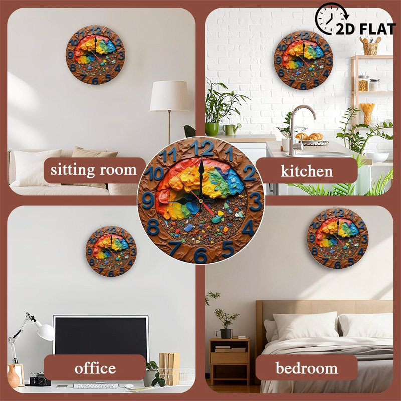 Rainbow Pebble Mosaic Wall Clock