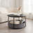 Round Coffee Table With Storage - Modern Center Table With Fabric Basket And Metal Frame, For Living Room, Ebony Black And Slate Gray-579203789