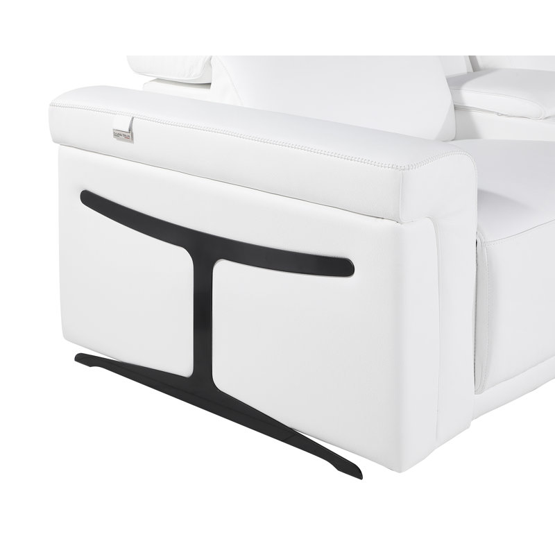 Dreysen 5 - Piece Top Grain Italian Leather Power Reclining Sectional, White Genuine Leather