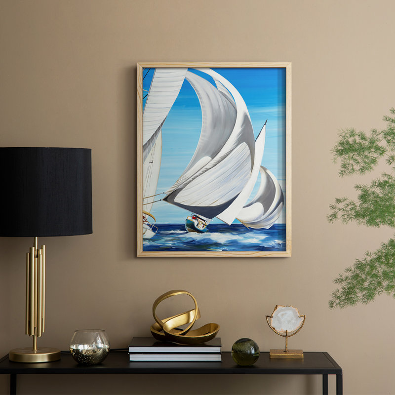 ON THE OPEN SEAS Framed Print - Solid Wood, Natural, 21" H x 17" W