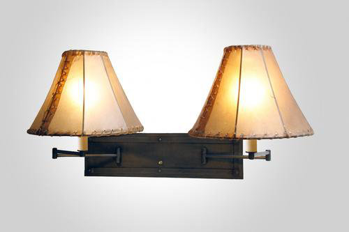 Behr Swing Arm Sconce, Antique Rawhide, Old Iron