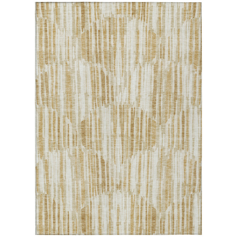 Tapis extérieur lavable abstrait beige et ivoire doré 10 pi x 14 pi
