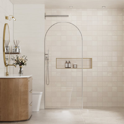 34"W x 78"H Fixed Framed Shower Panel Shower Screen with 3/8" Clear Easy-to-Clean Tempered Glass Door