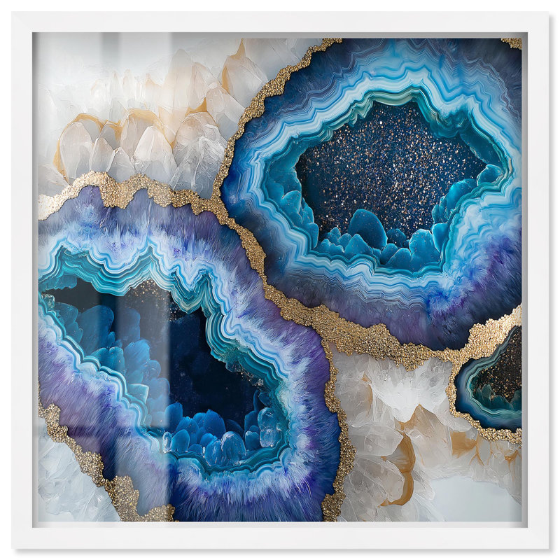 «Beryl Brood II Shadowbox Print Geode» par Art Remedy, H 41 po x l 41 po, Blanc
