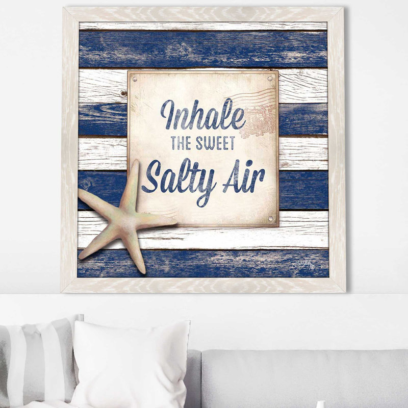 «Salty Air» par Elizabeth Medley - impression, Cadre crème délavé, H 37,5 po x l 37,5 po x P 1 po