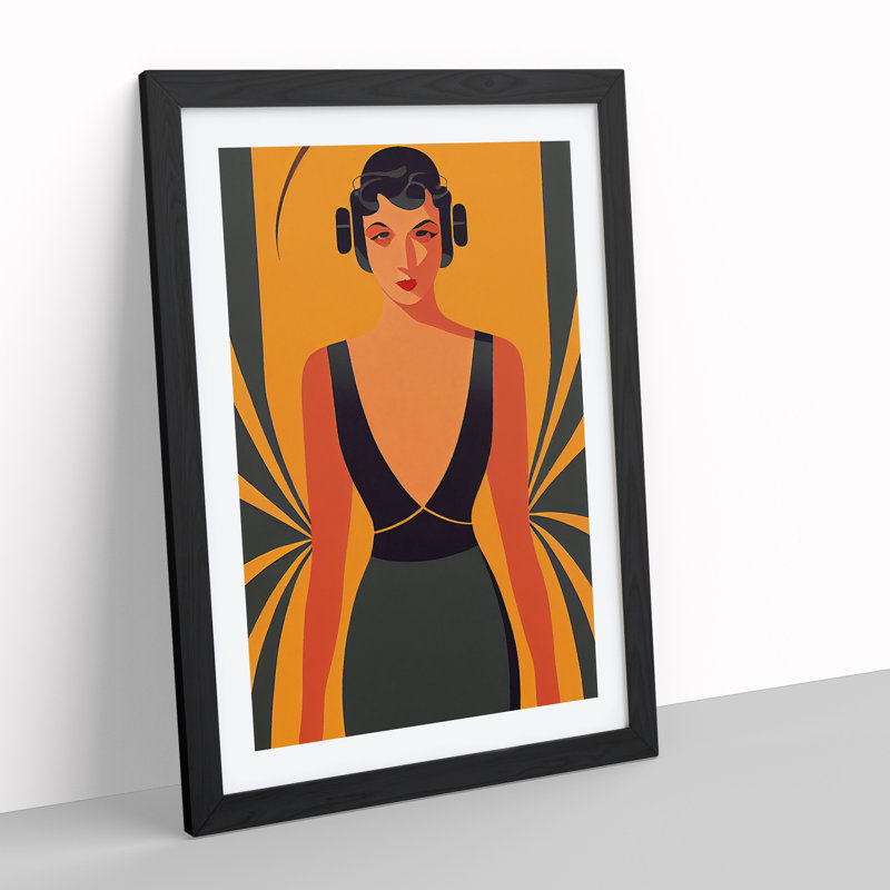 XV1022-773X Art Deco Woman No.3 - Single Picture Frame Print, Black, 64cm H x 46cm W