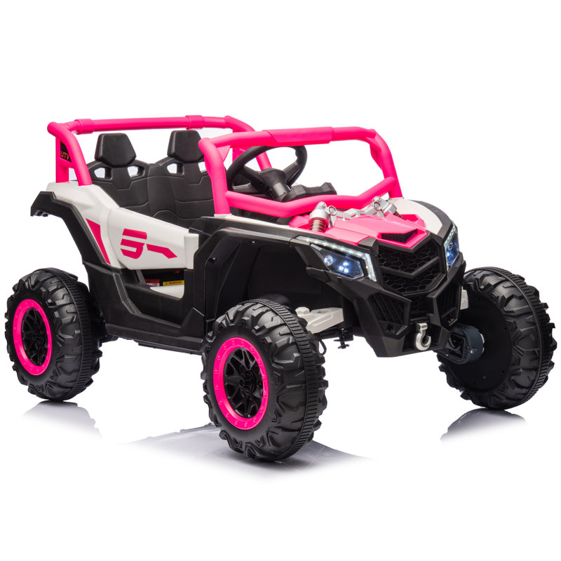 Pink 24V Kids Ride-On UTV with Bluetooth and LED Lights