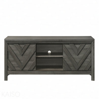 1pc Rustic Geometric Design Contemporary Traditional Interiors Entertainment Console TV Stand Living Room Furniture Grey