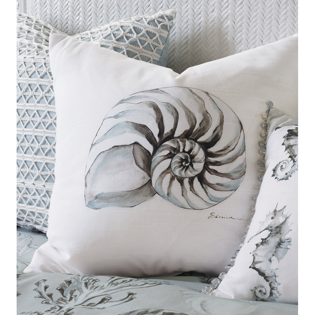 Nerida Hand Painted Conch Shell Cotton Throw Pillow Eastern Accents