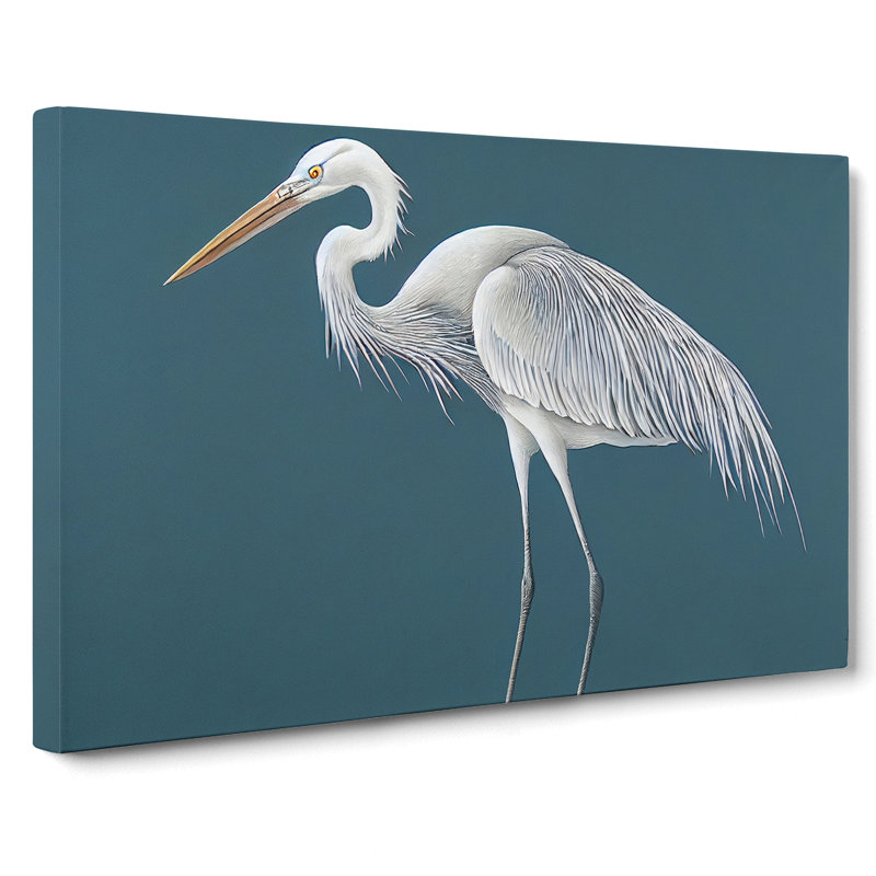 Boundless Heron Bird - Wrapped Canvas Painting, 35cm H x 50cm W x 3cm D