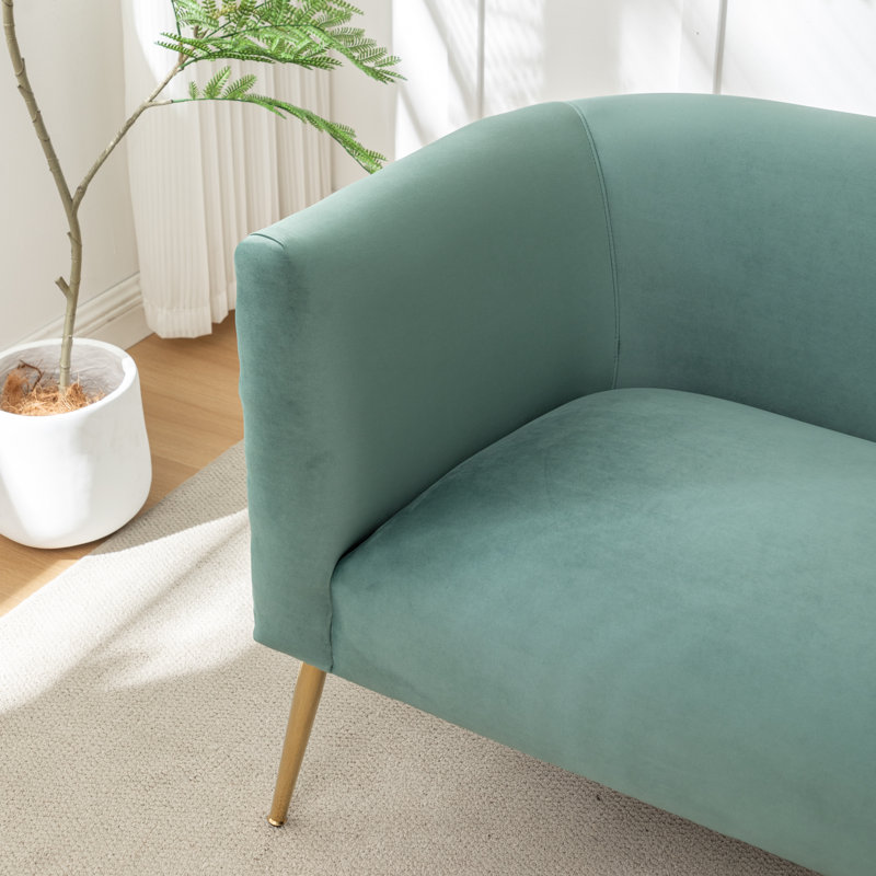 Cristen Upholstered Velvet Loveseat, Green