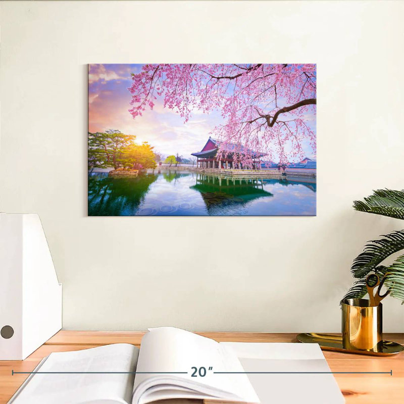 Palais Gyeongbok au printemps, H 8 po x l 12 po