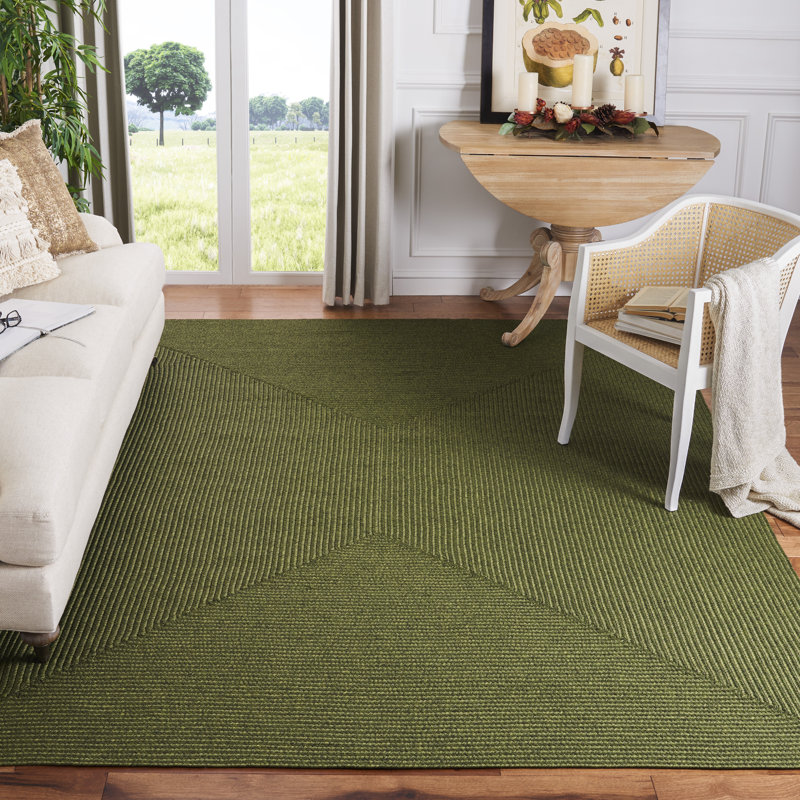 Garbrand Braided Hand Woven Performance Machine Washable Solid Color Indoor/Outdoor Area Rug, Rectangle 8' x 10'