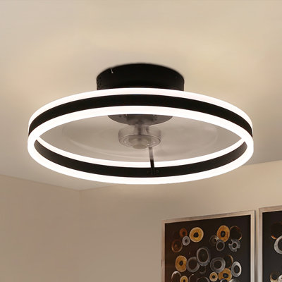 20" Ikeoluwa Modern Flush Mount Ceiling Fan with Dimmable LED Light Kit Remote and APP Control LowProfile Reversible DC Motor Fan for Bedroom