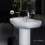 Chateau Pedestal Ceramic Bathroom Sink Round Single Faucet Hole in White SM-PS305-101461000