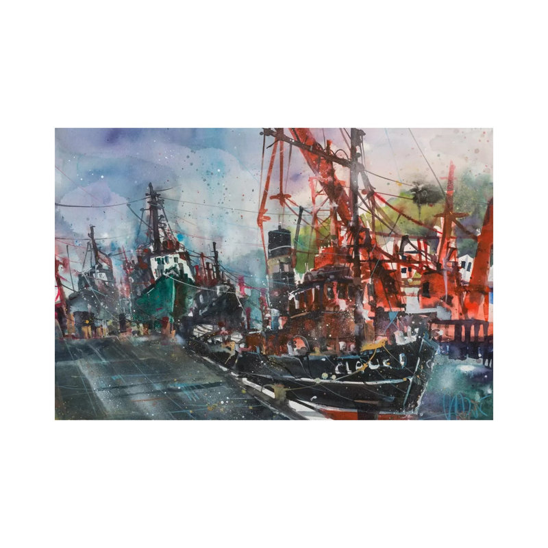 Hamburg Harbour 1 Piece Wrapped Canvas Painting, 66.04 cm H x 45.72 cm W x 3.175 cm D