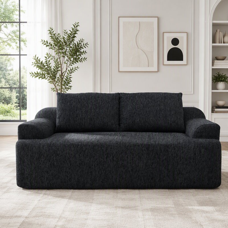 Canapé de plancher sans cadre avec mousse à mémoire de forme haute densité, poches de rangement latérales et installation sans assemblage
