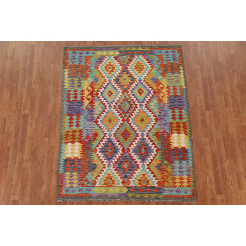 Reversible Wool Kilim Oriental Area Rug 5x7
