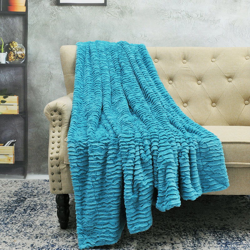 Knitted Throw Blanket, Baltic Blue