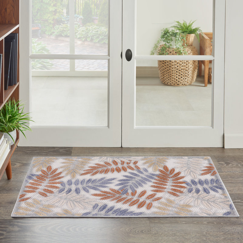 Tapis floral intérieur / extérieur Ressie, Rectangle 2 pi 8 po x 4 pi
