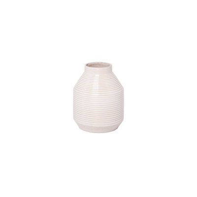 Vase en grès blanc glacé réactif .. 5,75 po x 5,75 po x H 7,00 po