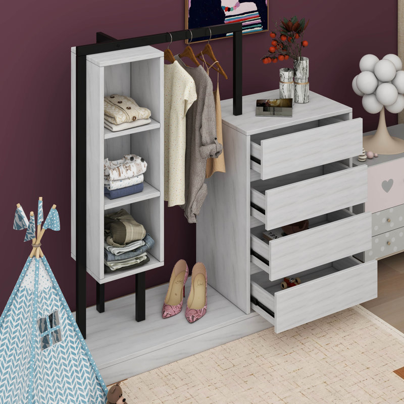  Meuble d'organisation avec 4 tiroirs et 3 tablettes de rangement Corunna, Blanc