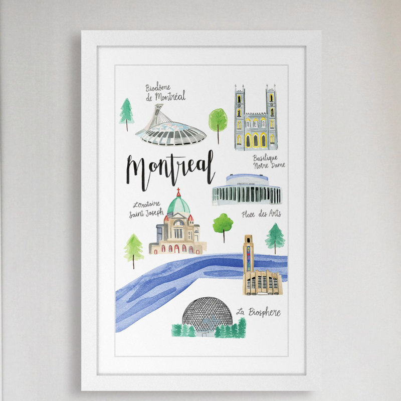 « montréal à partir de » par molly rosner, reproduction d’art encadrée, 24" H x 16" L x 1.5" D