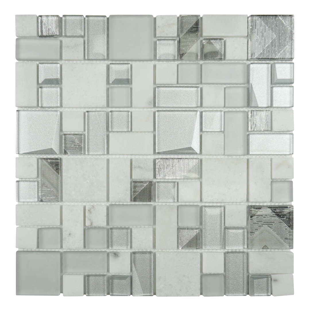 Kisor 12" x 12" Random Sized Glass Mosaic Wall Tile Symple Stuff 