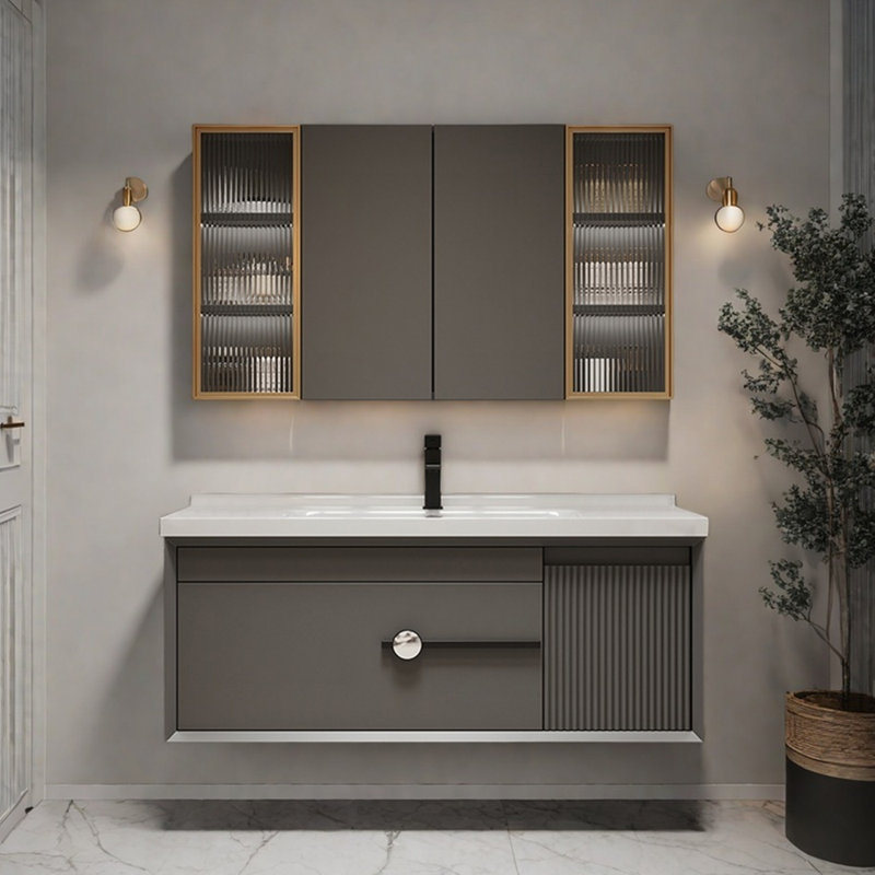 Simple light luxury style bathroom cabinet, Dark Gray