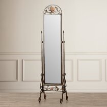 BALAJI FURNITURE 5.5 Feet Full Length Floor Cheval Mirror with Rotating  Stand, Wooden Space Saving Tall Dressing Big Display Mirror for Bedroom 