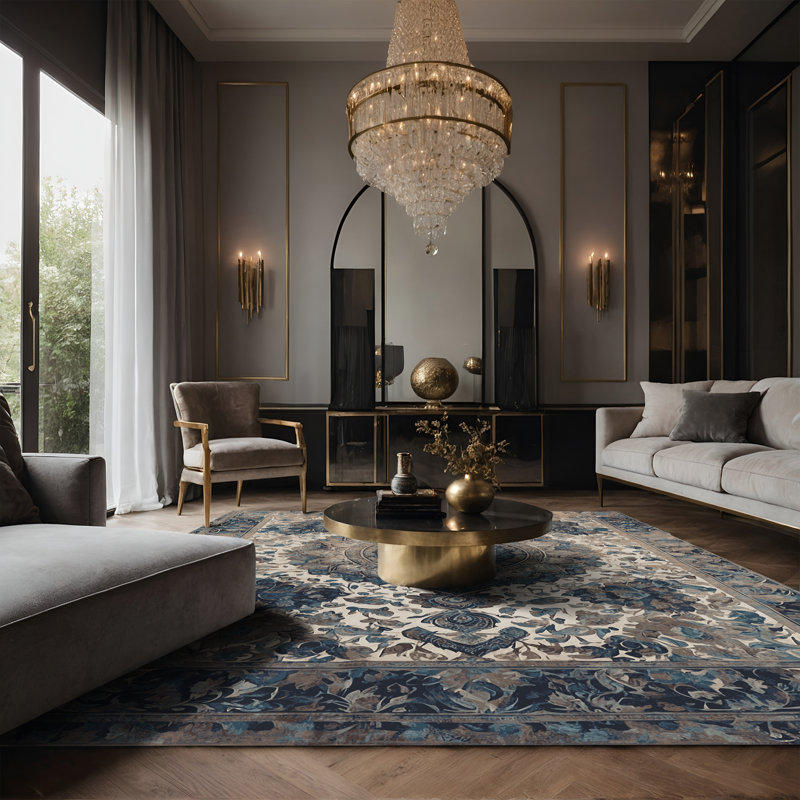 Tapis noir soyeux et moelleux, Rectangle 7 pi x 9 pi