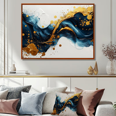 «Broseley Golden Coastal Rainbow», art mural à l'encre liquide abstraite